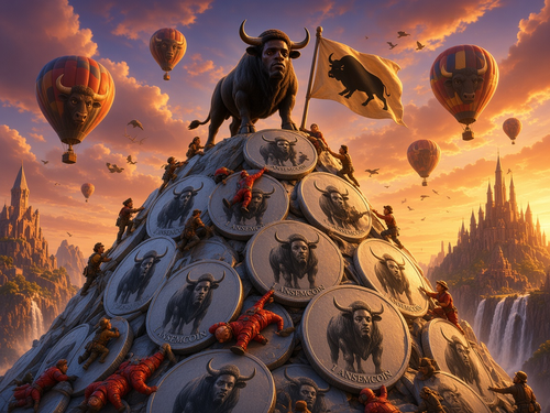 Bull atop a mountain of ANSEMCOIN